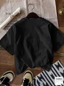 Teen Girl Leopard Print Short Sleeve Casual T-Shirt, Minimalist Fashion Daily Wear