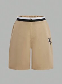 SHEIN Leap Crew 青少年男孩学院风绅士短袖衬衫和短裤套装 - 白色 - 查看 12