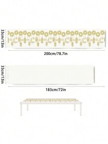 1 pièce Tapis de table en lin doré imprimé pour Ramadan, décoration de fête pour l'intérieur et l'extérieur