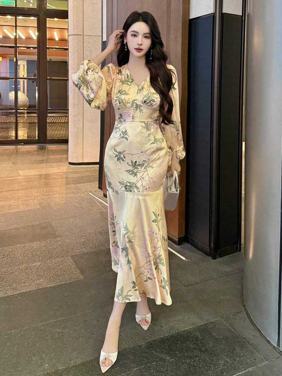 Women's Casual Midi Dress, Minimalist And Fashionable For Daily Wear Floral Dresses For Women