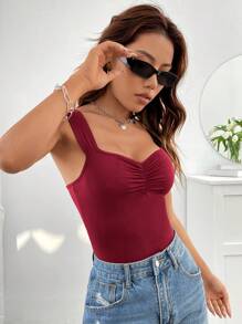 Firerie 1 件女式纯色褶皱休闲连体泳衣