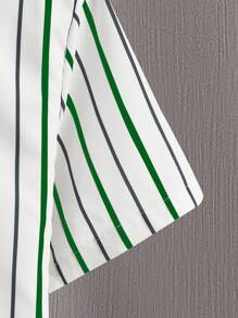 Manfinity Homme 2 件套男士撞色条纹短袖衬衫和纯色短裤套装