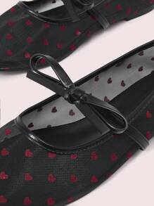 CUCCOO DOLLMOD 黑色心形网眼女士可爱时尚平底一脚蹬鞋情人节款 - 黑色 - 查看 7