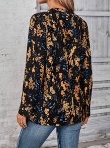 EMERY ROSE Women's Casual Plant Print Shirt, Spring - Multicolor - View 2