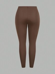 Slaydiva Set de 3 leggings casuales y simples de talla grande para mujer con estampado sólido y de leopardo, adecuados para el verano