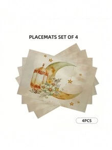 1/4/6 pièces Sets de table, Sets de table étoile lanterne pour le Ramadan, Sets de table saisonniers de printemps pour la célébration de l'Aïd al-Fitr, pour la maison et le restaurant
