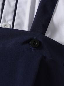 男婴绅士服装套装包括衬衫和背带裤，衬衫采用褶皱和装饰边设计，时尚、优雅、舒适，专为宝宝的正式场合（如婚礼、生日派对、家庭聚会）打造，展现宝宝独特的绅士风格 - 彩色 - 查看 14