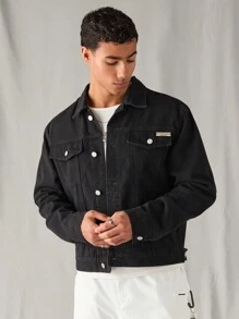Manfinity Hypemode Men's Black Washed Denim Casual Jacket - Black - View 6