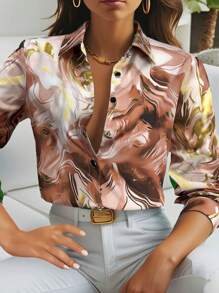 SHEIN Clasi Women's Simple Fashion Casual Everyday Blouse,Valentine's Day - Brown - View 5