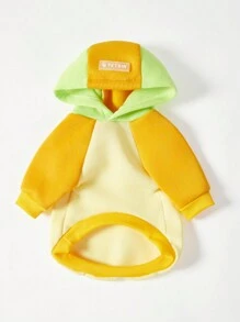 PETSIN 1 pièce sweat-shirt à capuche décontracté pour chien de compagnie avec design blocs de couleurs, jaune clair, jaune terre, vert fluorescent