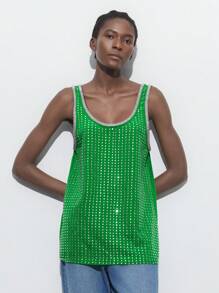 Maija 女士撞色边无袖圆领休闲背心、度假休闲装、节日 - 綠色 - 查看 6