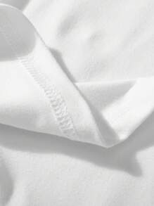 Manfinity Homme Men's INS Versatile Red Heart Design Short Sleeve Button-Up Shirt,White And Pink,Summer,Casual,Dates,Valentine's Day Couple Matching,New Year Gift - White - View 4