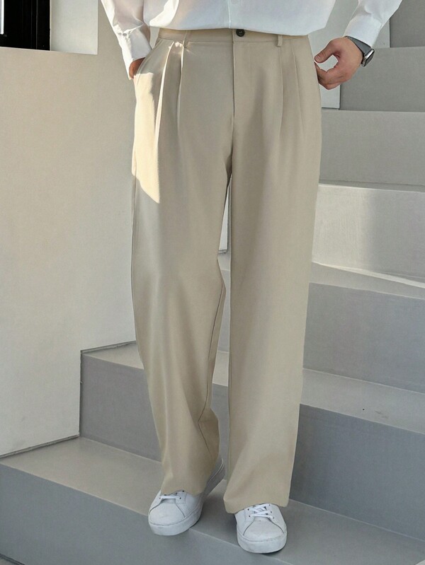 DAZY Men's Pleated Pocket Straight Solid Color Casual Suit Pants,Fall Clothes