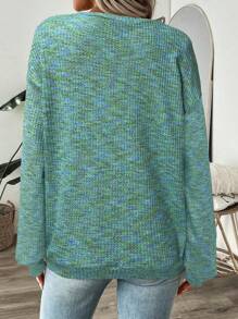 SHEIN LUNE Women's Colorful Waffle Knit Pullover Sweatshirt, Autumn - Multicolor - View 2