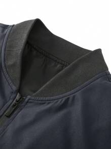 Manfinity Homme Jaqueta Casual Versátil de Bombardeiro Plus Size para Homens, Outono - Chumbo - Visão 3