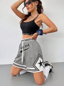 Coolane Quần short Bermuda ống rộng in họa tiết thời trang dành cho nữ - Màu Xám nhạt - Xem 3