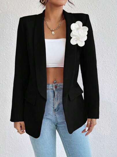 RosyDaze 优雅休闲浪漫 3D 花卉装饰西装外套