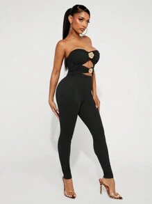 Radiana Fall Women Clothes;Women's Bra Cup Cross Twist Hollowed Out Metal Rose Accessories Bodysuit, 3D Three-Dimensional Flower;For Cocktail Party, Romantic Date, Layered Dress, Party, Formal Event, Nightclub, Halloween, Christmas