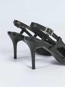 CUCCOO BIZCHIC Women's Pointed Toe Rhinestone Chain High Heel Dress Pumps, Black, Casual Wear, Work Commute, Spring Spring Shoes Spring Break Easter - Black - View 6