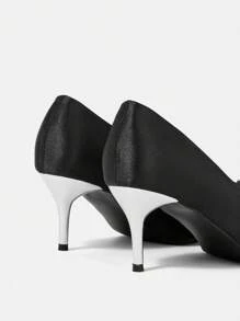 CUCCOO HITCHD 1 Pair Women's Fashion Elegant Black Rhinestone Bow Decor High Heel Dress Shoes, Suitable For New Year, Valentine's Day, Wedding, Party, Banquet, Dating, Holiday Spring Shoes Spring Break Easter Prom Heels