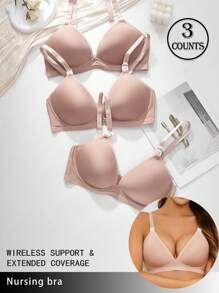 Moonlight&Mama 3pcs Set Maternity Solid Color Spaghetti Strap Camisole Simple Casual Underwear - Apricot - View 3