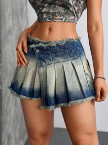 SHEIN EZwear Women's Casual Denim Skirt, Fashionable & Everyday Wear - Blue - View 6