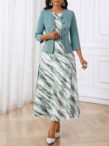 SHEIN Lady 春夏秋冬优雅办公室聚会新年女士连衣裙 - 彩色 - 查看 5