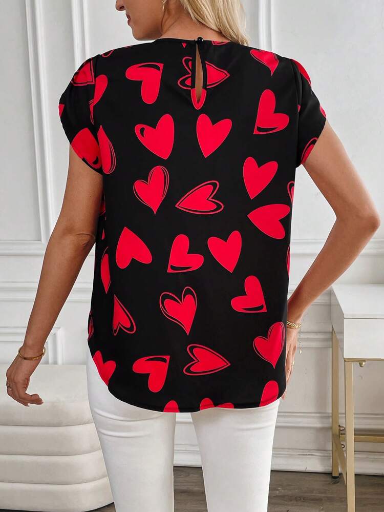 Women's Sleeveless Simple Stylish Casual Shirt, Everyday Wear Valentine's Day