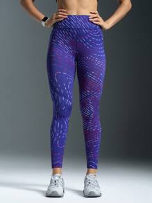 Powerista High Waist Seamless Printed Leggings - Royal Blue - View 4