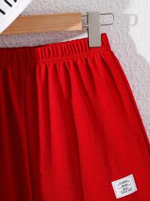 2pcs/Set Tween Boy Casual Contrast Color Splice Letter Graphic Short Sleeve Round Neck T-Shirt And Elastic Waist Shorts Set, Suitable For Autumn, Spring, Summer, For Outdoor Play, School, Street, Party And Leisure At Home - Multicolor - View 6