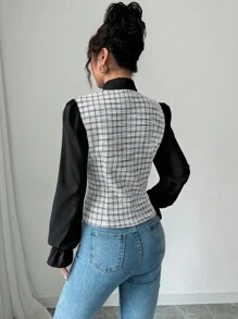 SHEIN Frenchy Damen Lässig Langarm Bluse, minimalistische Mode Alltagskleidung