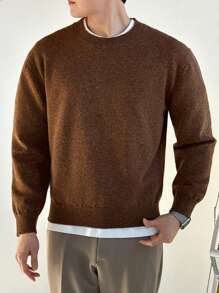 DAZY Męski swobodny, jednolity kolor, dzianinowy sweter, jesień