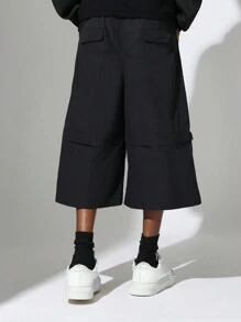 SUMWON Jorts convertibles de nylon de un solo color a shorts - Negro - Ver 4