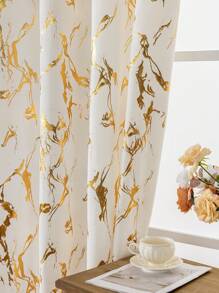 1 Stück luxuriöser Folie Marmor Textur weicher Stoff goldener hochwertiger Plüschvorhang mit abstraktem Kunstdesign für Wohnzimmer, Herbstdekoration, Raumdekoration