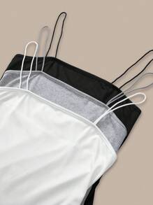 SHEIN BASICS Set de 3 camisolas de punto ajustadas de color liso informal para mujer