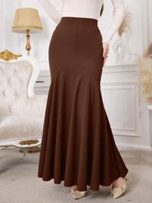 Modelyn Bodycon High Waist Fish Tail Flared Skirt For Women - Brown - View 3