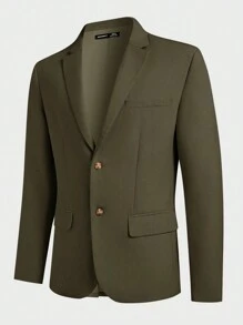 Manfinity VCAY 3pcs Men's Slim Fit Casual Suit Set (Jacket + Vest + Pants), Suitable For Spring And Autumn, Office Wear - Green - View 8