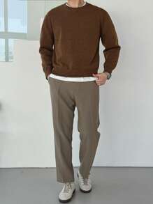 DAZY Męski swobodny, jednolity kolor, dzianinowy sweter, jesień