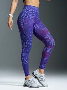 Powerista High Waist Seamless Printed Leggings - Royal Blue - View 1