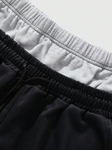 ROMWE MEN Street Life Men's Letter Print Pockets Wide Leg Loose Waistband Sweatpants