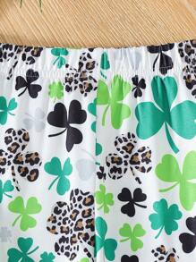 2 件套年轻女孩字母印花圆领短袖 T 恤和松紧腰休闲喇叭裤套装，春夏