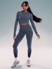 Musera Sport High Waisted Leggings, For Padel, Tennis, Pickleball Gym Fitness - Grey - View 1