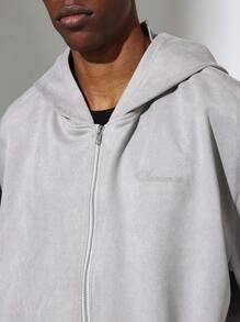 SUMWON Premium Zip Up Athletic Sweatshirt Number 08 Print Relaxed Fit Fall Winter Casual Loungewear Workout Cozy Modern Sport Style Streetwear - Grey - View 6