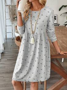 EMERY ROSE 女士节日休闲蝴蝶结装饰印花短裙