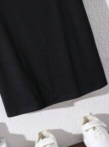 Tween Boy Casual Cartoon Print Short Sleeve Round Neck T-Shirt, Suitable For Autumn, Spring, Summer, Outdoor Play, School, Street Shooting, Party And Leisure - Black - View 6