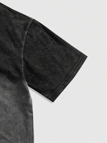 ROMWE MEN Street Life 男士哥特字母印花圆领短袖休闲T恤，万圣节 - 彩色 - 查看 3