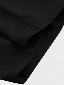 SHEIN MOD 女士纯色吊带前系带阔腿连体裤，适合通勤、休闲和商务优雅 - 黑色 - 查看 3