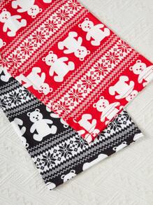 Set de pijama de 2 piezas con estampado de oso y geométrico para mujer