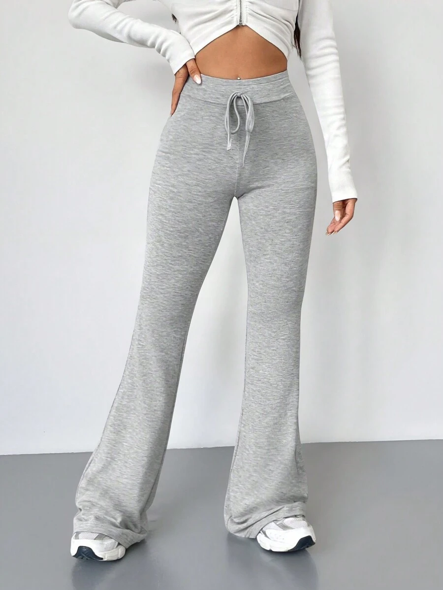SHEIN Tall 复古风格灰色系腰喇叭腿运动裤