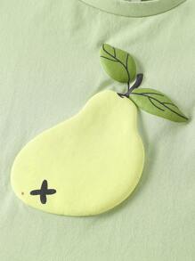 SHEIN 2 Stücke Set aus Baby Mädchen Lässig Rundhals Kurzarm Oberteil und Leggings mit Leoparden Schleife, geeignet für Frühling/Herbst